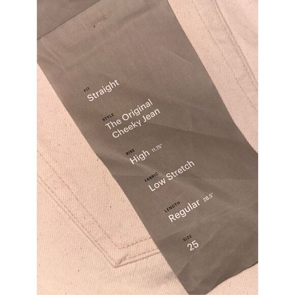 NEW WITH TAGS Everlane Womens Beige The Original Cheeky Jean Straight Leg High R - Picture 4 of 7